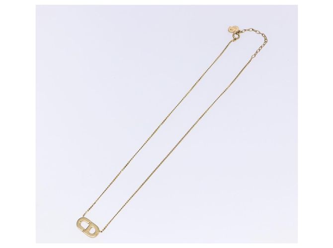 Collana Logo CD Christian Dior in metallo dorato Auth 140832 - vista 2