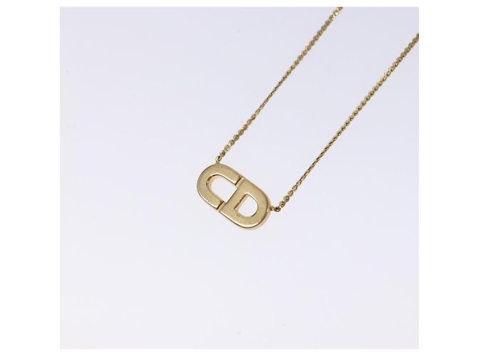 Collana Logo CD Christian Dior in metallo dorato Auth 140832 - vista 3