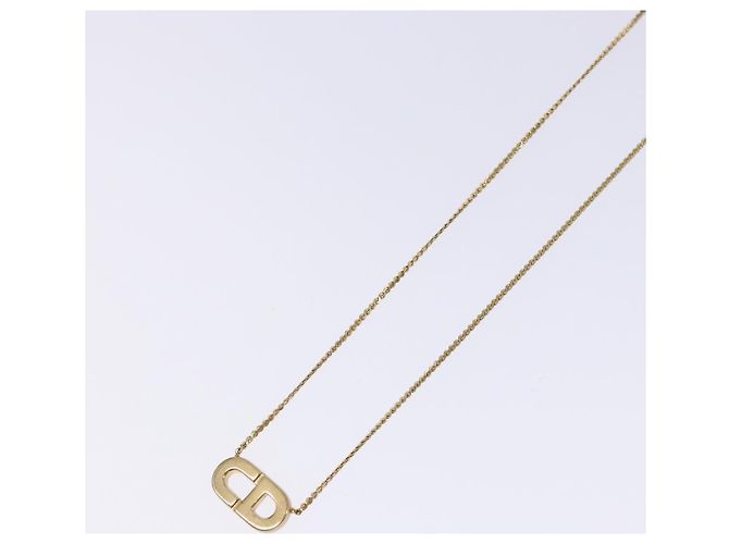 Collana Logo CD Christian Dior in metallo dorato Auth 140832 - vista 4