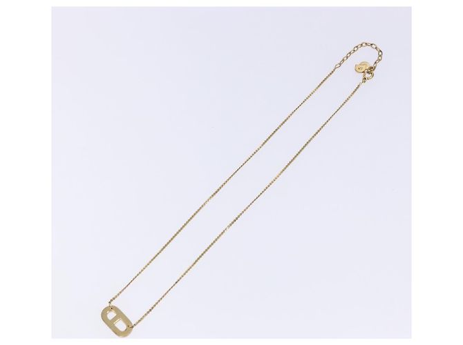 Collana Logo CD Christian Dior in metallo dorato Auth 140832 - vista 8