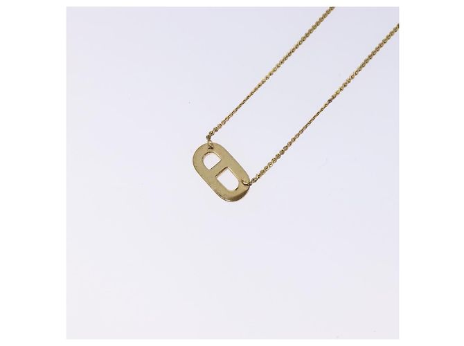 Collana Logo CD Christian Dior in metallo dorato Auth 140832 - vista 9
