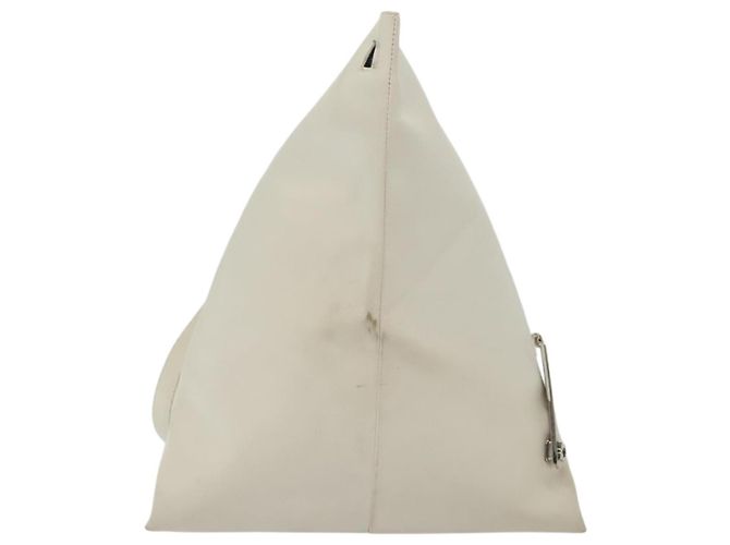 Bolsa de Ombro Salvatore Ferragamo em Couro Branco Prata Auth bs28717 - vista 13