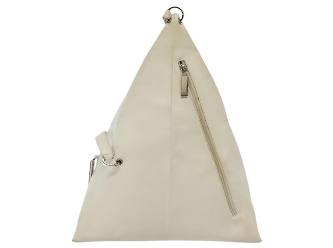 Bolsa de Ombro Salvatore Ferragamo em Couro Branco Prata Auth bs28717 - vista 2