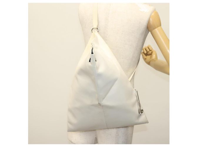 Bolsa de Ombro Salvatore Ferragamo em Couro Branco Prata Auth bs28717 - vista 20