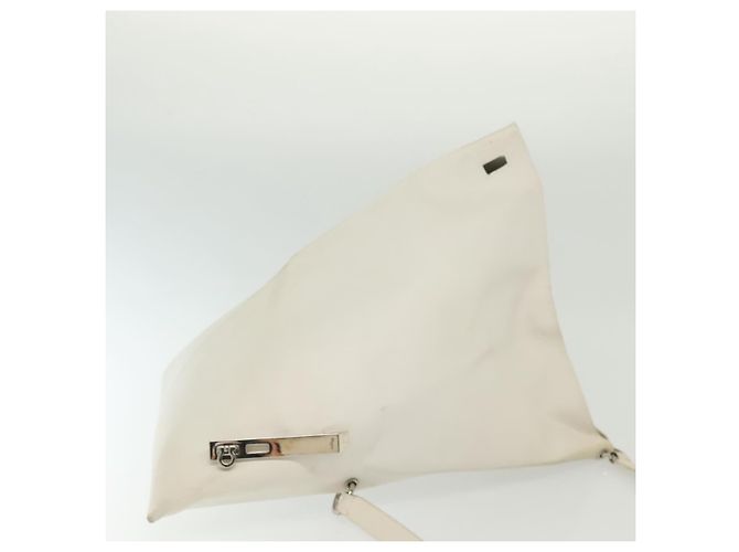 Bolsa de Ombro Salvatore Ferragamo em Couro Branco Prata Auth bs28717 - vista 3