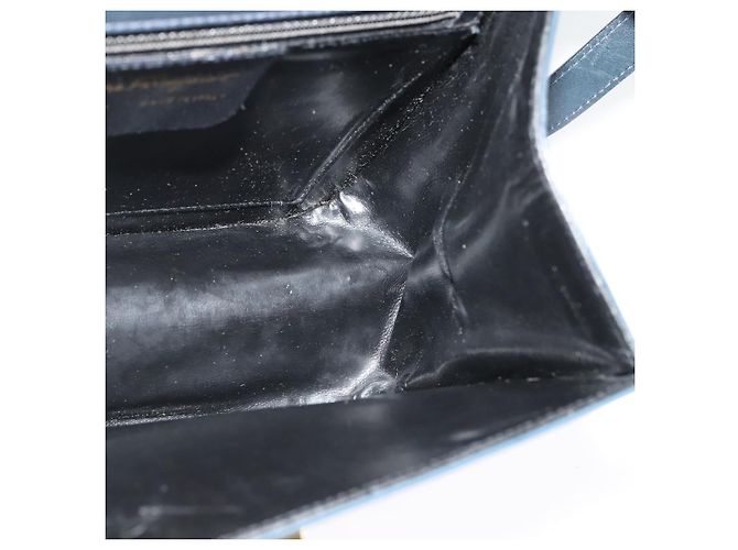 Borsa a Spalla Gancini in Pelle Salvatore Ferragamo Blu Navy Oro Auth bs28922 - vista 19