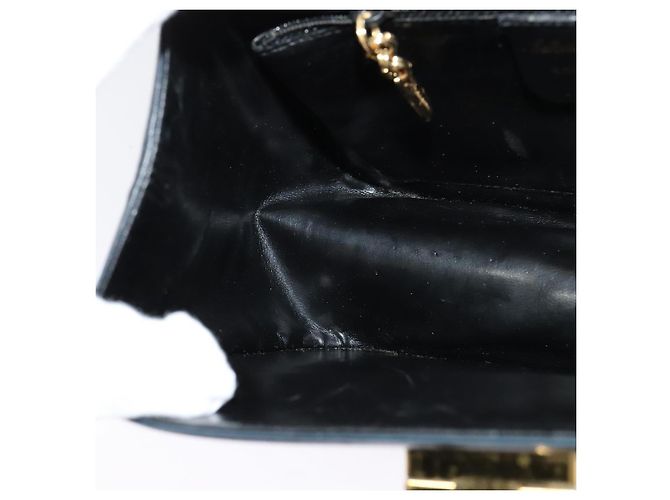 Borsa a Spalla Gancini in Pelle Salvatore Ferragamo Blu Navy Oro Auth bs28922 - vista 20