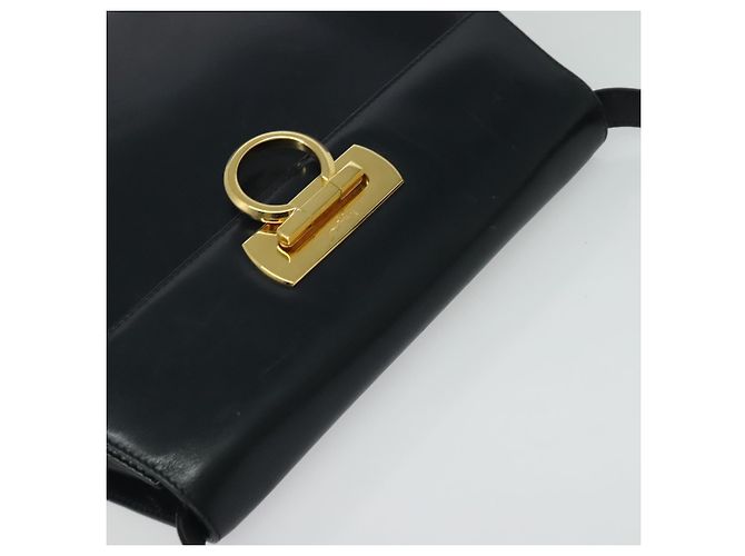 Borsa a Spalla Gancini in Pelle Salvatore Ferragamo Blu Navy Oro Auth bs28922 - vista 6