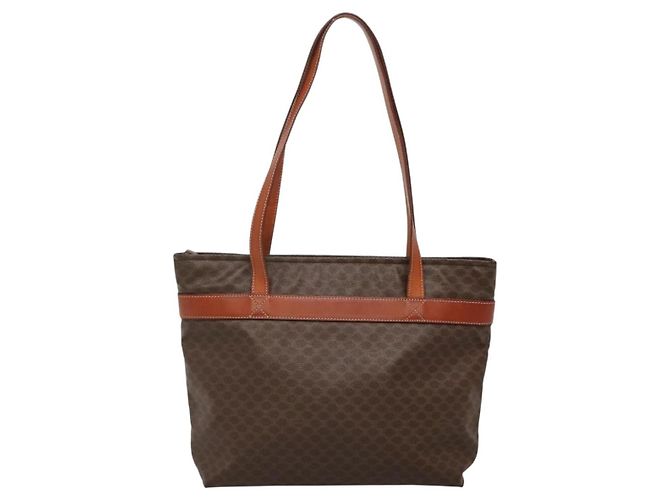 Céline Borsa tote in tela Macadam CELINE in pelle PVC marrone oro Auth 137828 D'oro - vista 2