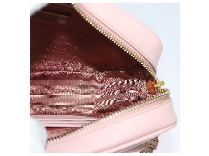 Saffiano Borsa a Spalla PRADA in Pelle Safiano Rosa Oro Auth 141282 D'oro - vista 17