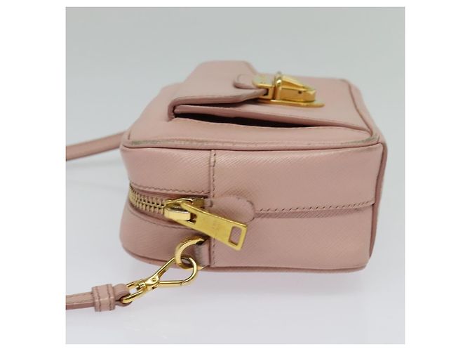 Saffiano Borsa a Spalla PRADA in Pelle Safiano Rosa Oro Auth 141282 D'oro - vista 3