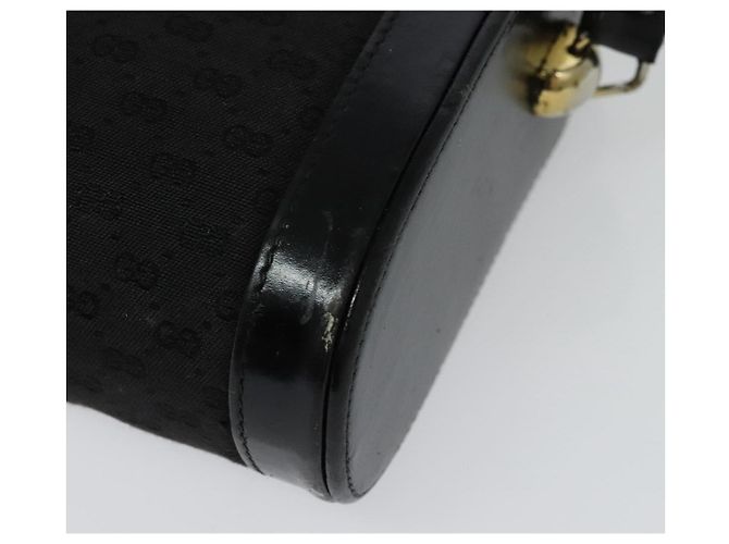 Bolsa de ombro em lona Micro GG Gucci em couro dourado e preto Auth ep10465 - vista 12