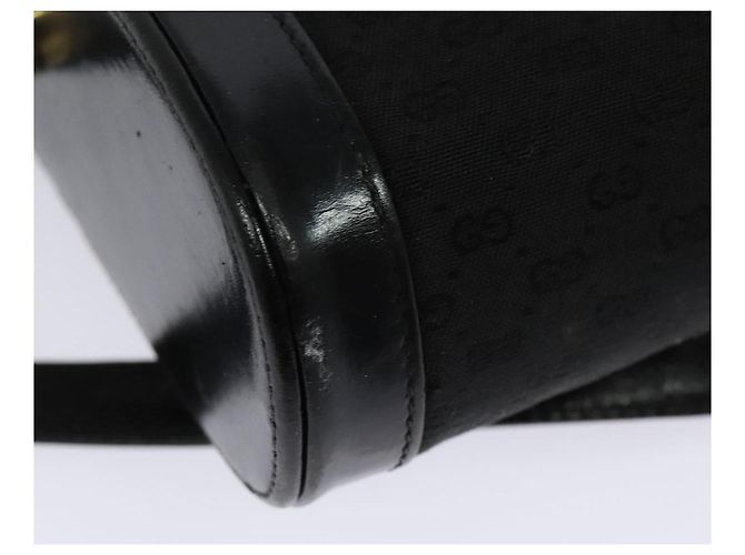 Bolsa de ombro em lona Micro GG Gucci em couro dourado e preto Auth ep10465 - vista 13