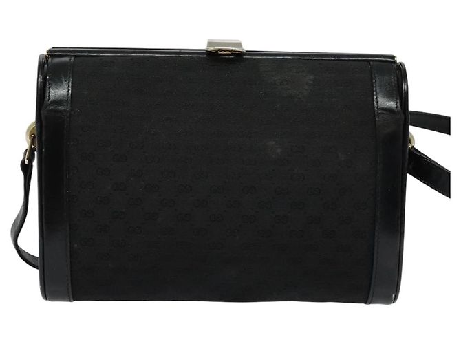 Bolsa de ombro em lona Micro GG Gucci em couro dourado e preto Auth ep10465 - vista 2