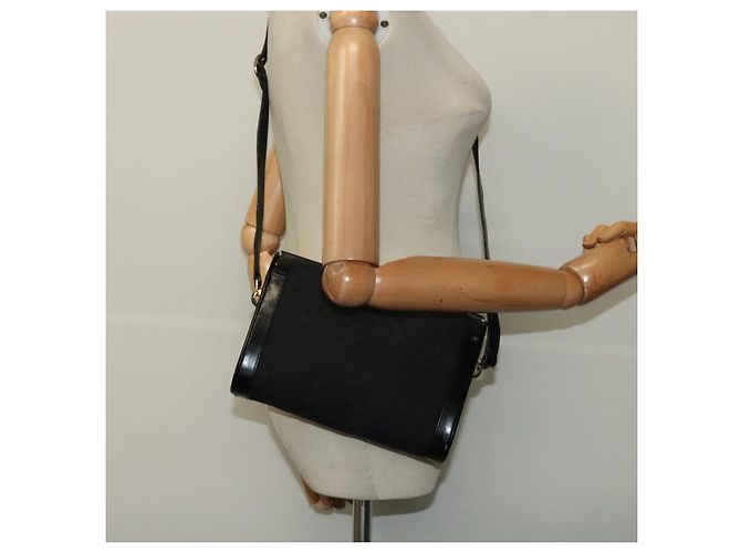 Bolsa de ombro em lona Micro GG Gucci em couro dourado e preto Auth ep10465 - vista 21