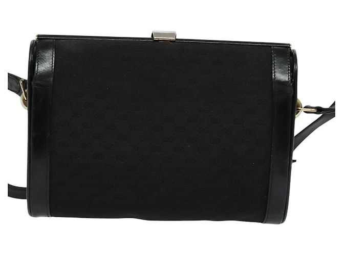 Bolsa de ombro em lona Micro GG Gucci em couro dourado e preto Auth ep10465 - vista 3