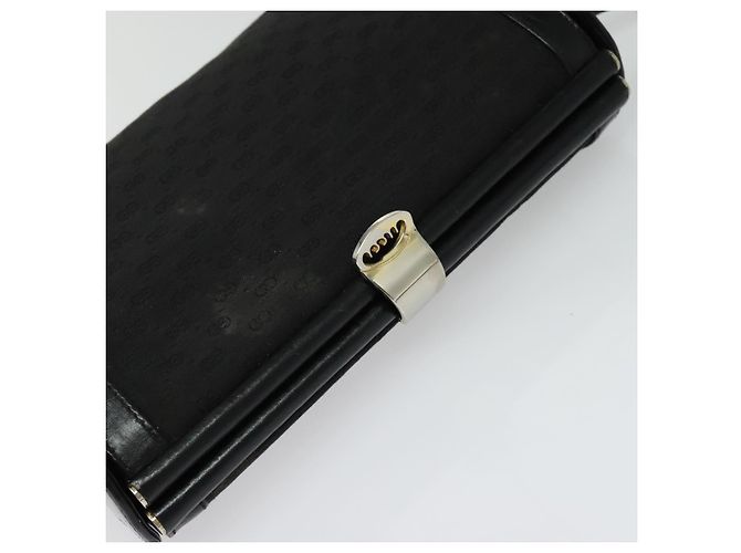 Bolsa de ombro em lona Micro GG Gucci em couro dourado e preto Auth ep10465 - vista 6
