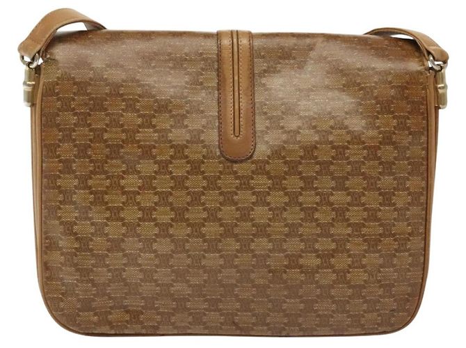Céline Borsa a Spalla in Tela Macadam CELINE PVC Beige Oro Auth BA5468 D'oro - vista 2