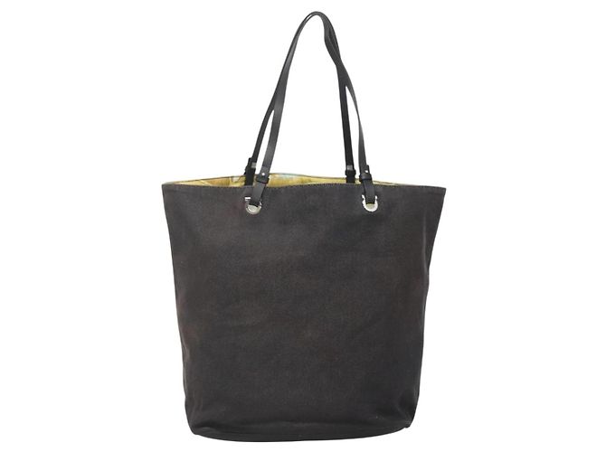Salvatore Ferragamo Tote Bag aus schwarzem Canvas mit silberner Authentizität gh708 - Ansicht 2