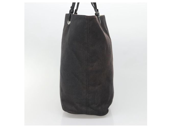 Salvatore Ferragamo Tote Bag aus schwarzem Canvas mit silberner Authentizität gh708 - Ansicht 4