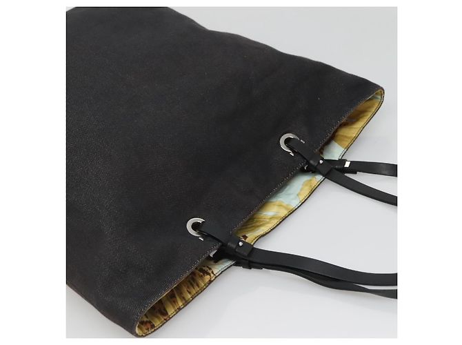 Salvatore Ferragamo Tote Bag aus schwarzem Canvas mit silberner Authentizität gh708 - Ansicht 6