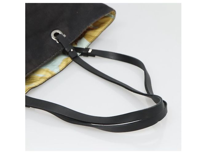 Salvatore Ferragamo Tote Bag aus schwarzem Canvas mit silberner Authentizität gh708 - Ansicht 7