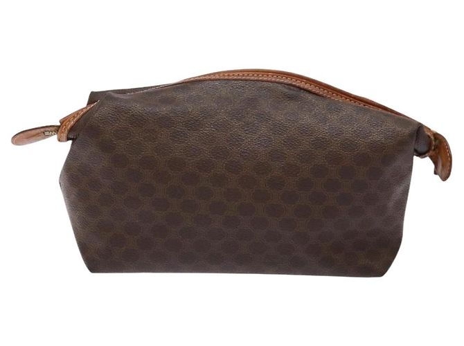 Céline CELINE Macadam Canvas Clutch Tasche aus PVC-Leder in Braun Gold Auth gh607 Golden - Ansicht 2