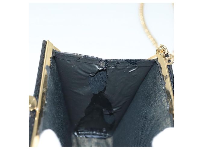 Borsa a Spalla Vala Chain in Pelle Blu Navy e Oro Auth gh620 di Salvatore Ferragamo D'oro - vista 11