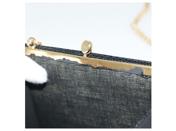 Borsa a Spalla Vala Chain in Pelle Blu Navy e Oro Auth gh620 di Salvatore Ferragamo D'oro - vista 12