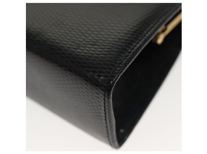 Borsa a Spalla Vala Chain in Pelle Blu Navy e Oro Auth gh620 di Salvatore Ferragamo D'oro - vista 18