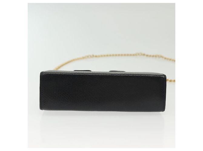 Borsa a Spalla Vala Chain in Pelle Blu Navy e Oro Auth gh620 di Salvatore Ferragamo D'oro - vista 5
