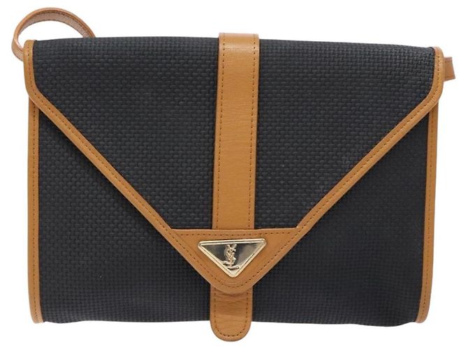 Saint Laurent Borsa a Spalla in PVC Pelle Marrone Oro Auth BA5492 D'oro - vista 13