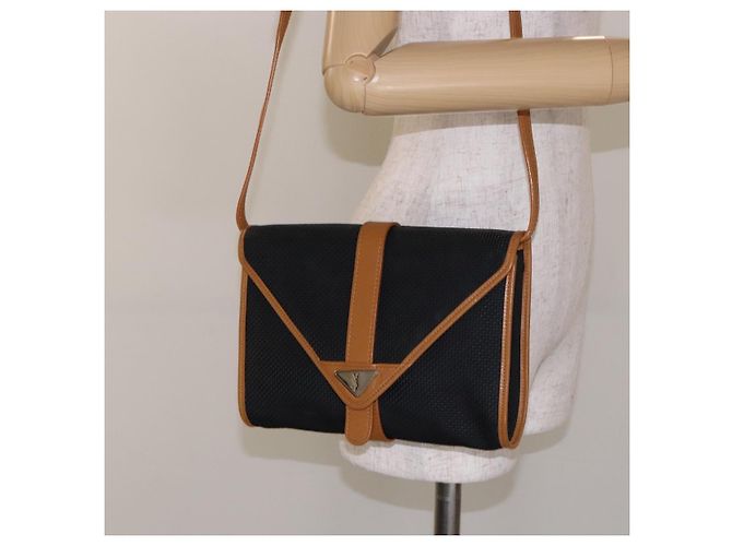Saint Laurent Borsa a Spalla in PVC Pelle Marrone Oro Auth BA5492 D'oro - vista 22