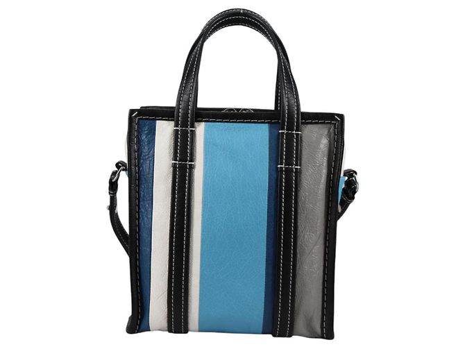 Borsa a Mano BALENCIAGA in Pelle 2 in 1 Blu Grigio Auth 135253M Marrone - vista 2