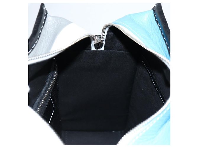 Borsa a Mano BALENCIAGA in Pelle 2 in 1 Blu Grigio Auth 135253M Marrone - vista 23