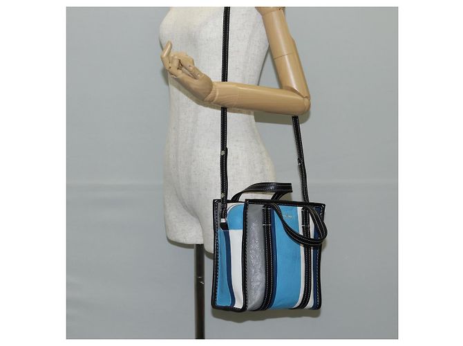 Borsa a Mano BALENCIAGA in Pelle 2 in 1 Blu Grigio Auth 135253M Marrone - vista 26