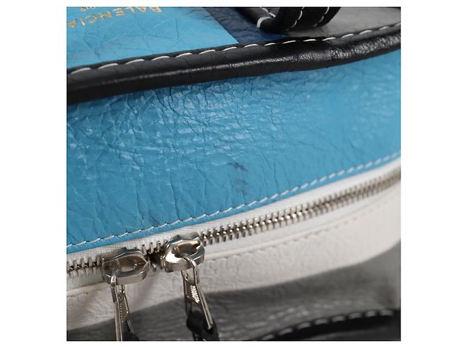 Borsa a Mano BALENCIAGA in Pelle 2 in 1 Blu Grigio Auth 135253M Marrone - vista 7