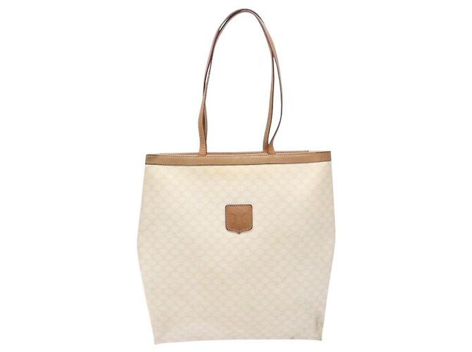 Céline Borsa tote in tela Macadam CELINE in pelle PVC bianca e oro Auth 135197 Bianco D'oro - vista 13