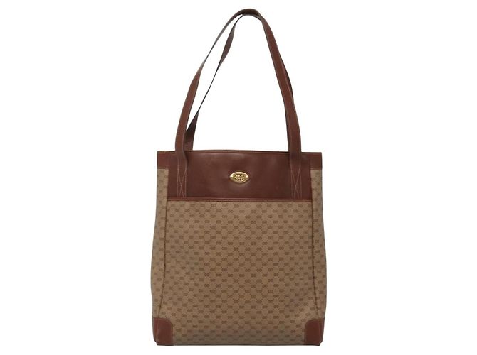 Gucci Borsa tote Micro GG Supreme in PVC beige e oro 002 37 0035 Auth ep10439 D'oro - vista 13