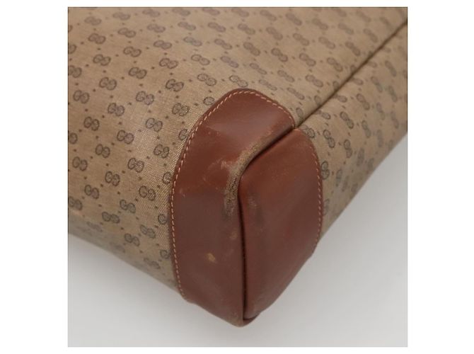Gucci Borsa tote Micro GG Supreme in PVC beige e oro 002 37 0035 Auth ep10439 D'oro - vista 16