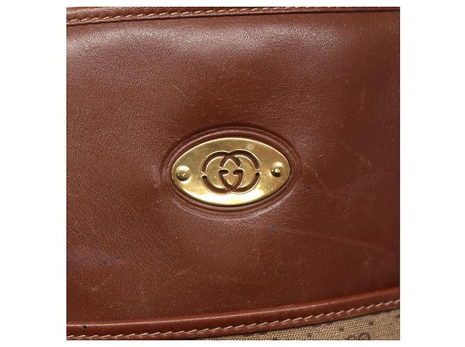 Gucci Borsa tote Micro GG Supreme in PVC beige e oro 002 37 0035 Auth ep10439 D'oro - vista 18