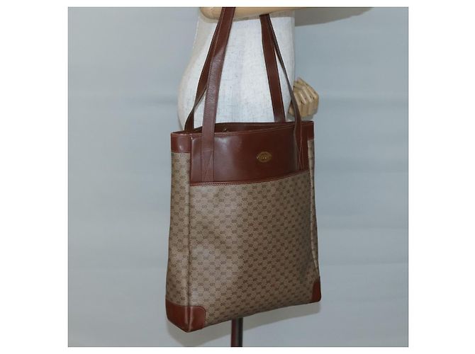 Gucci Borsa tote Micro GG Supreme in PVC beige e oro 002 37 0035 Auth ep10439 D'oro - vista 23