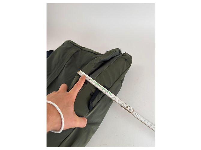 Vintage Issey Miyake Canvas Polyester Reisetasche 2-Wege Grau Khaki - Ansicht 13