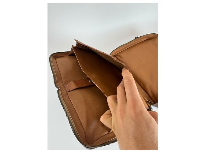Céline Vintage Celine Paris 2Way Leder Triomphe Tasche beige - Ansicht 5