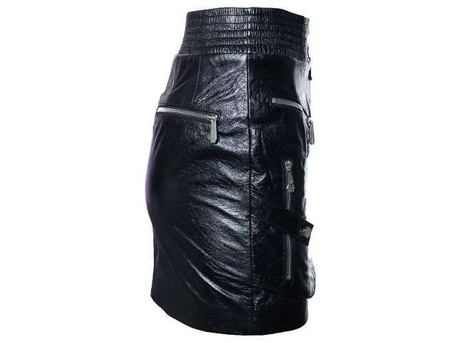 Falda de cuero recubierto Philipp Plein Negro Plata - vista 4