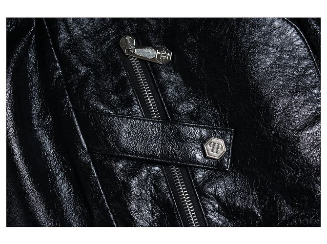 Falda de cuero recubierto Philipp Plein Negro Plata - vista 5