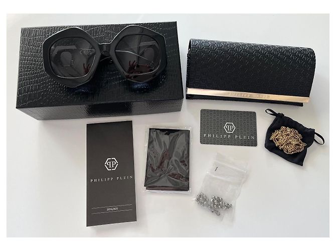 Philipp Plein SPP102S-700 Gafas de sol negras geométricas Negro - vista 2