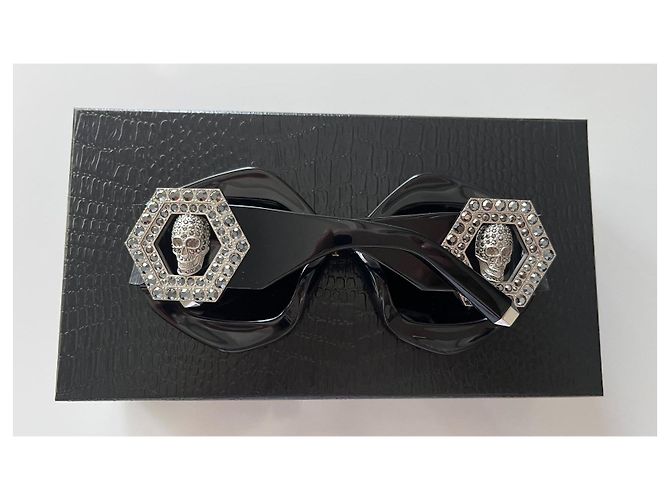 Philipp Plein SPP102S-700 Gafas de sol negras geométricas Negro - vista 3