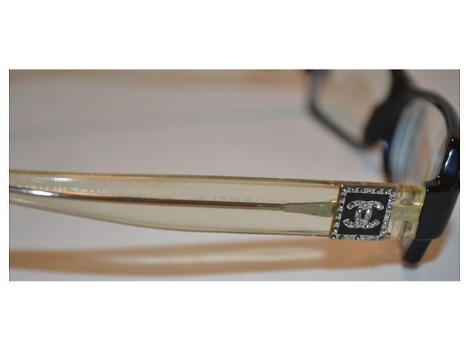 Óculos Chanel 3064b Pretos de Plástico com Strass - vista 5