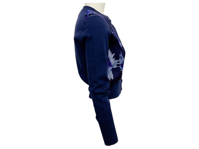 Erdem marineblauer floral cropped Cardigan - Ansicht 2